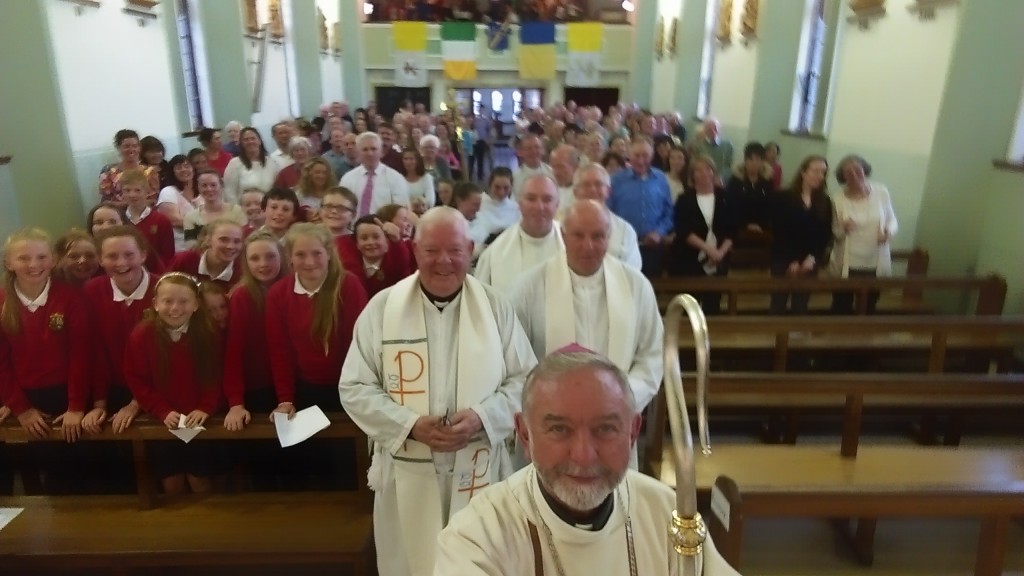 Archbishop Kieran O'Reill snaps a Selfie at Boherlahan Church Bicentenenry Mass