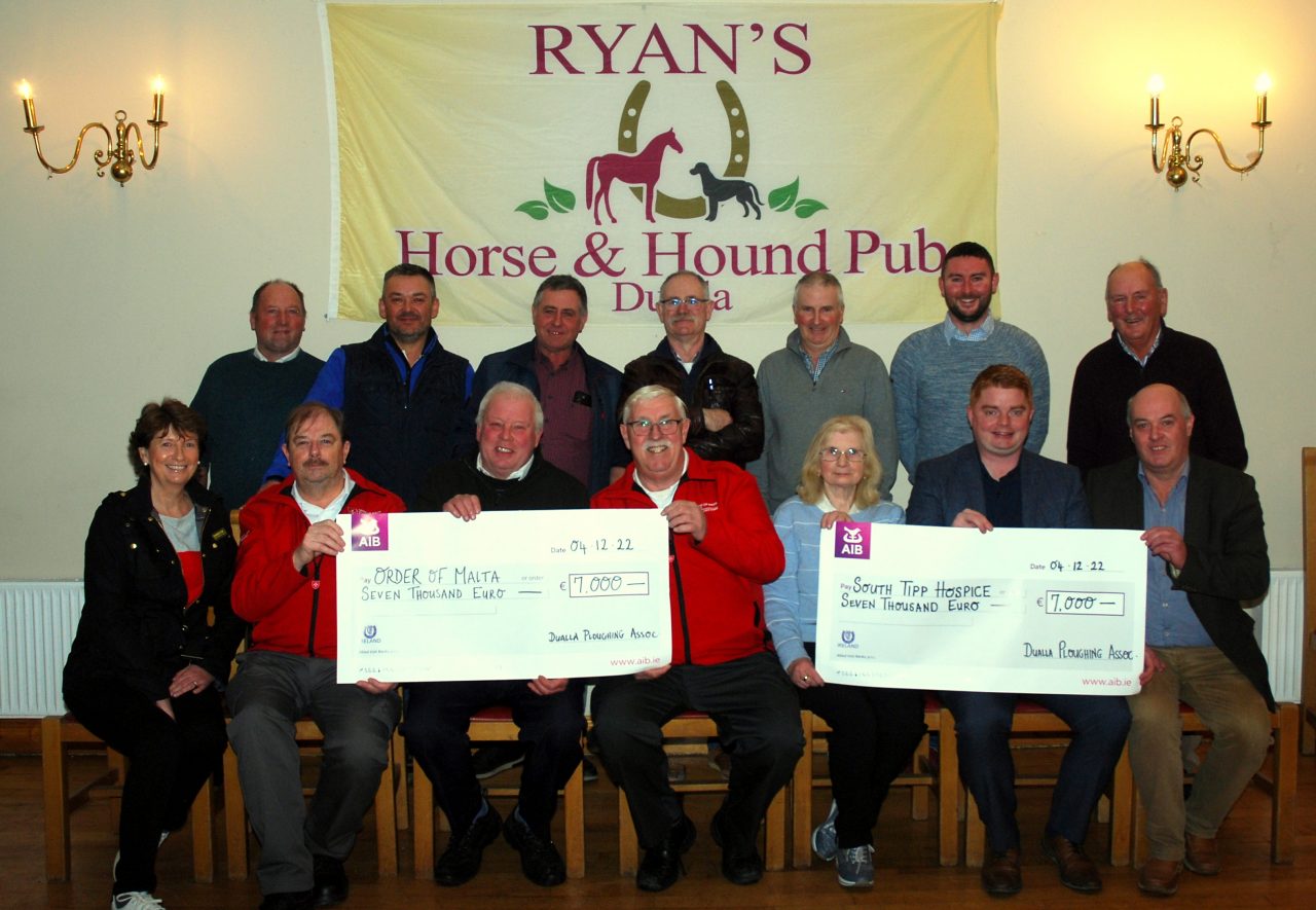 Dualla Ploughing Association presents €14,000 to South Tipp Hospice and The Order of Malta